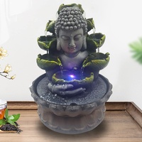 Zimmerbrunnen mit RGB Beleuchtung, Buddha Tisch Wasserfallbrunnen Fengshui Meditation Entspannende Innendekoration Für viel Glück zum Geschenk