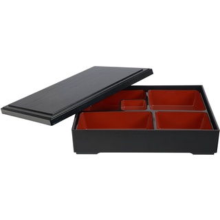 Tokio Design Studio Lackkunst Bento Box, Holz, schwarz/rot, 27,5 x 21,5 cm