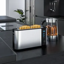 Arendo Frühstücks Set in Edelstahloptik Wasserkocher (mit Teesieb) & Toaster