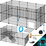 Kesser KESSER® Freigehege Gittergehege für Kaninchen aus Metallgitter XXL inkl. Tür & Trinkflasche Kleintiergehege Meerschweinchen Gehege Freilauf, Kleintierkäfig Laufgitter Hasenstall für Innen - draußen