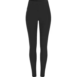 Damen mesh Leggings lang mit Handy-Taschen-Hüfttasche für Smartphone-schwarz SCHWARZ S