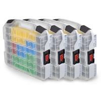 Bosch Sortimo W-BOXX 102 grau inkl. Insetboxes 4er Set | Sortimentskasten L-Case | Schraubenbox Aufbewahrung mit Deckel | Kleinteilemagazin Alternative
