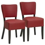 METRO Professional Gepolsteter Restaurant-Stuhl Jack, 2er Set Esszimmerstühle, Buchen-Holz/Kunstleder, 110 kg Tragkraft, mit Kunststoffgleitern, Rot