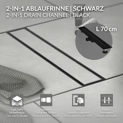 LuxeBath Duschrinne Bodenablauf Abflussrinne Duschablauf 2in1 befliesbar Edelstahl 70cm