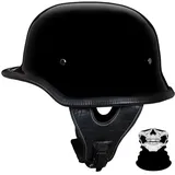 RQTEUYE Vintage Deutsche Motorrad Jethelm ECE-Zertifizierung, Halbhelme Halbschalenhelm mit Schutzbrille Chopper Helm für Cruiser Street Scooter mit Schnellverschlussschnallen 22.4-24.4in