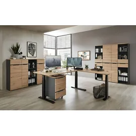 Innostyle Komplettbüro MEMPHIS XI 8-teilig Front Artisan Eiche Korpus Graphit