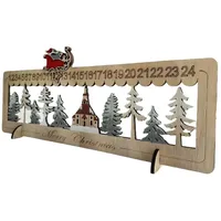 Filigraner Adventskalender aus Holz mit LED Weihnachtsbaum und Rentieren