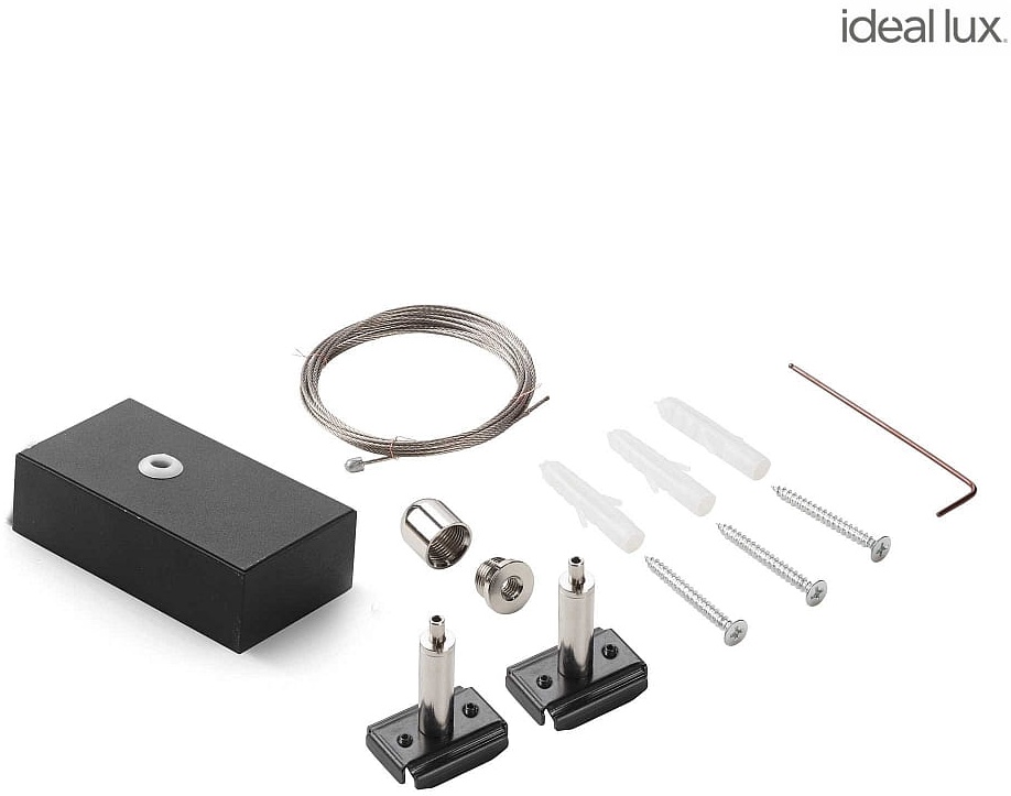 Ideal Lux Abhängeset für EGO KIT SINGLE STEEL CABLE 2 MT + CEILING CUP, schwarz IDEA-276328