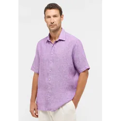 Kurzarmhemd ETERNA "MODERN FIT", Herren, Gr. 48, Normalgrößen, lila, 100% Leinen, tailliert, Kurzarm, Hemden, EASY IRON (bügelleicht)