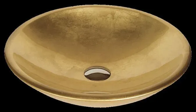 Glassdesign Circus Oval Aufsatzwaschtisch  TeknoForm - Gold (Blattauflage 3D)