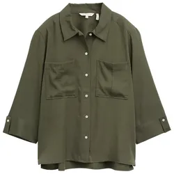 TOM TAILOR Damen Bluse im Utility-Look, grün, Uni, Gr. 46