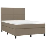 vidaXL Boxspringbett mit Matratze Taupe 140x200 cm Stoff