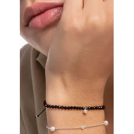 Thomas Sabo Armband mit schwarzen Perlen und weißem Stein aus 925 Sterling Silber A1987-401-11-L20V Größe 13 cm