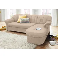 Ecksofa DOMO COLLECTION "Elva L-Form" Sofas Gr. B/H/T: 240cm x 84cm x 82cm, Microfaser PRIMABELLE, Recamiere rechts, ohne Federkern-ohne Bettfunktion, beige (natur) wahlweise mit Bettfunktion und Federkern