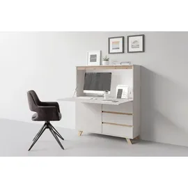 byLIVING Sekretär Valentin, Kaschmir Beige/Eiche, 3 Schubladen