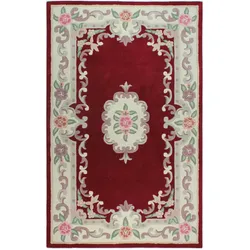 Kadima Design Traditioneller Wollteppich `Beauly` mit Handgeschnitzten Details. Farbe: Rot-Beige, 120x180 cm