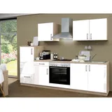 Menke Küchenzeile Premium 270 cm Weiß Hochglanz-Sonoma Eiche Nachbildung