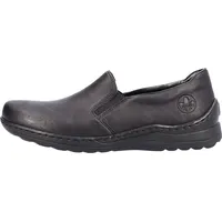 Rieker Damen Slipper extra weit mit Gummizug und weicher Lederdecksohle 48964, Größe:39 EU, Farbe:Schwarz - Schwarz - 39