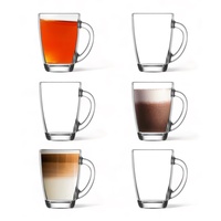 vienberg 6 tlg. 250ml Premium Glas mit Henkel | Lattegläser, Teegläser, Cappuccinno-Tasse Gläser | Ideal für Heißgetränke, Kakao, Latte Macchiato und Cappuccino