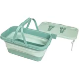 Turtle Klappbarer Picknickkorb mit Tisch, 17 Liter, Integriertes Besteck, Vielseitig und Praktisch für Picknick, Camping, Reisen und Outdoor-Abenteuer | GRÜN