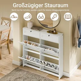 SoBuy Schuhschrank 100 x 107 x 19 cm mit 2 Schubladen / weiß