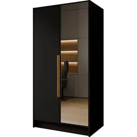 WFL GROUP Drehtürenschrank Mono Lux 102 x 200 x 51 cm Schwarz