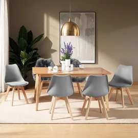 Tectake Esszimmerstuhl Frederikke Textil grau 6er Set
