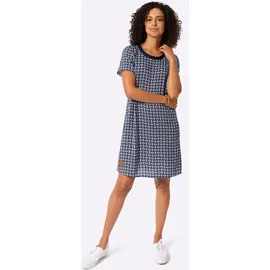 Casual Looks Webkleid Etuikleid Bedruckt Marine/Weiß 40