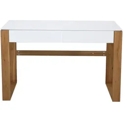 Möbilia Schreibtisch weiß Beine aus Holz 120x75 cm