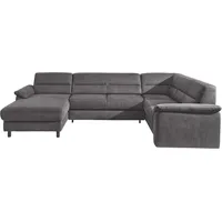 Wohnlandschaft SIT & MORE "Top Ascara U-Form", grau (anthrazit), B:312cm H:85cm T:204cm, NaturLeder in Sitz und Rücken, Korpus ist mit passendem Kunstleder bezogen.;Luxus-Microfaser (100% Polyester), Sofas, Wohnlandschaft, inklusive Boxspring/Federkern-Polsterung, wahlweise mit Bettfunktion