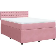 vidaXL Boxspringbett mit Matratze Rosa 140x200 cm Samt