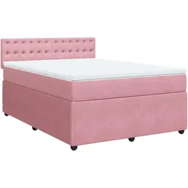 vidaXL Boxspringbett mit Matratze Rosa 140x200 cm Samt