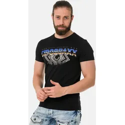 T-Shirt CIPO & BAXX "T-Shirt", Herren, Gr. 2XL, schwarz, 95% Baumwolle;5% Elasthan, bedruckt, casual, regular fit, Rundhals, Kurzarm, Shirts, extravaganter Marken-Schriftzug