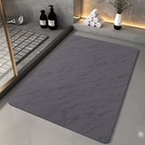 Badezimmerteppich Groß Rutschfester Badematte Super Absorbierende Kieselgur Duschvorleger Schnelltrocknend Waschbarer Rechteck Dark Grey 80*120cm