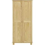 Möbilia Kleiderschrank mit 2 Türen | Kiefer-Holz massiv | B 82 x T 52 x H 170 cm | natur | 19020010 | Serie SCHRANK