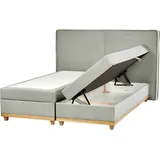 Beliani Boxspringbett mit Bettkasten hochklappbar 180 x 200 cm hellgrau