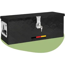 deluke DELUKE® Aluminiumbox mit Deckel Abschließbar Alubox Deichselbox Alu Anhängerbox Werkzeugkiste Transportbox Metallkiste, 60x23,5x23cm Schwarz
