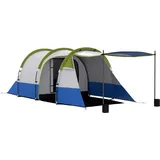 Outsunny Campingzelt, Tunnelzelt für 3 Personen, mit Lichthaken, Vorzelt, 2 Räumen, Winddicht Familienzelt mit Tragetasche, 2000mm Wasserabweisend Pop Up Zelt für Camping, Garten, Grün