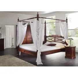 Massivmoebel24 Himmelbett Akazie 140x200x224 nougat lackiert Oxford 244