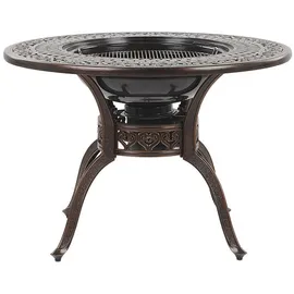 Beliani Gartentisch Dunkelbraun Metall Grillfunktion Elegant Bistromöbel