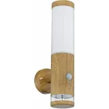 Etc-shop - Außenlampe Bewegungsmelder Edelstahl Aussenleuchte mit Bewegungsmelder Wandlampe Aussen Edelstahl, Holz Optik mit Deko led, 1x E27, BxH