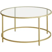 VASAGLE Runder Couchtisch Gold Glas 84 x 84 x 45,5 cm