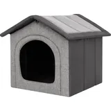 PillowPrim Hundehütte Hundehöhle Hundebett Hundehaus Katzenhöhle Größe XXXL - 76x72 cm hellgrau mit Graphit - Hellgrau