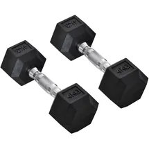 Homcom Hexagon Kurzhantel Griff Gerändelt Gewichte Metall Gummi Schwarz 2 x 4 KG
