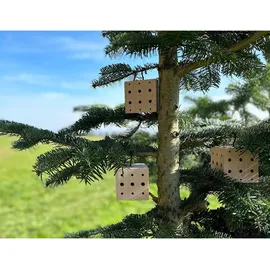 WONDERMAKE WONDERMAKE® Insektenhotel klein, Kubus aus Buche-Holz mit 3x 42 Nistplätzen, Bienenhotel hängend Nisthilfe für Wildbienen, braun schwarz