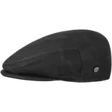 LIERYS Leder Flatcap Lederflatcap Herrencap Cap Schirmmütze Schiebermütze für Herren Ledercap Schirmmütze mit Schirm, mit Futter Winter Sommer (61 cm - schwarz) - 61