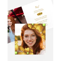 Geburtstagseinladung selbst gestalten mit Spruch und Fotos im Onlinedesigner bei Meine-Kartenmanufaktur.de