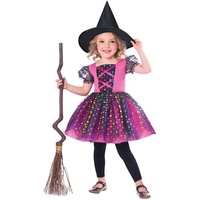 amscan 9907420 Kinder Regenbogen Hexe Kostüm (Alter 7-8 Jahre), Unisex Kinder, Rosa