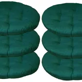 Mozzeilee Rundes Sitzkissen für Stuhl, Kissenset für Esszimmerstühle, 40 x 40 cm, 2/4/6/8, Sitzkissen für Gartenmöbel aus Rattan für Wohnzimmer, Büro, Garten, Terrasse (Dunkelgrün, 6)