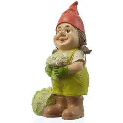 Gartenzwerg MAGDA Gärtner Zwerg mit Gemüse Polyresin Gartenfigur 29cm